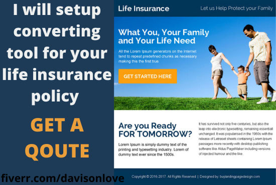 I will design insurance website life insurance website landing page