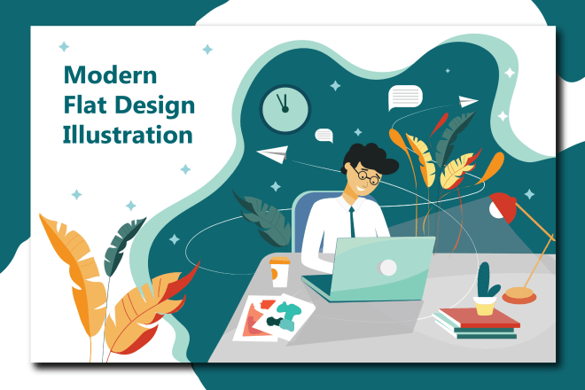 I will design modern flat illustration for website or app