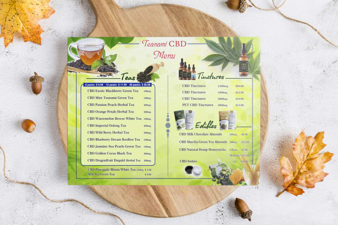 I will design modern food menu restaurant menu card flyer brochure, tent cards, leaflet