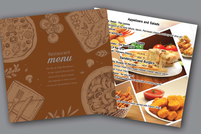 I will design modern, vintage, retro style restaurant menus