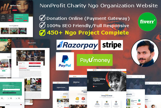 I will design nonprofit charity ngo donation website