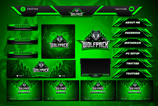 I will design premium custom twitch stream overlay and mascot logo for your stream