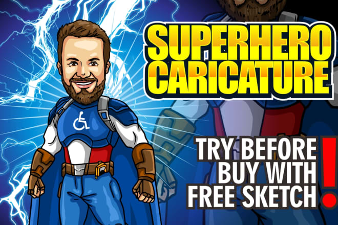 I will design premium superhero caricature character