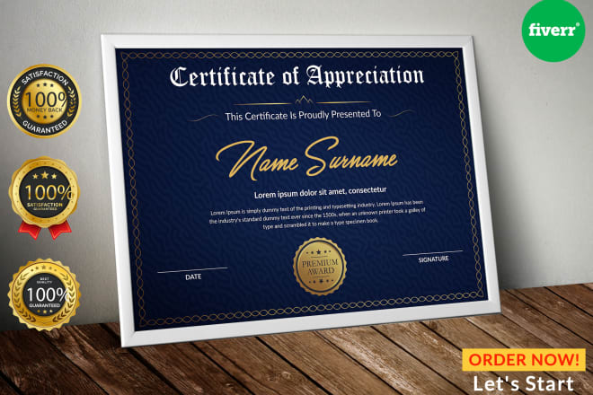 I will design professional certificate, diploma certificate, gift certificate