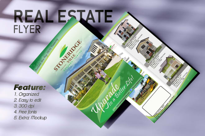 I will design real estate flyers with mockup in 1 day