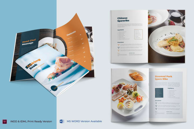 I will design recipes book layout or cookbook catalog, diet plan