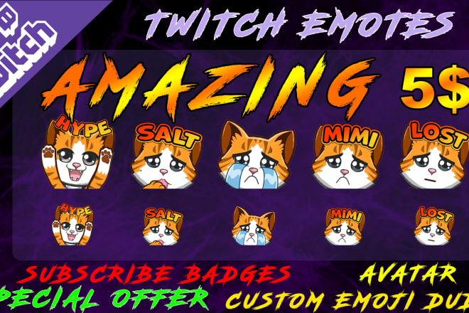 I will design twitch badges, twitch sub badges, twitch emotes