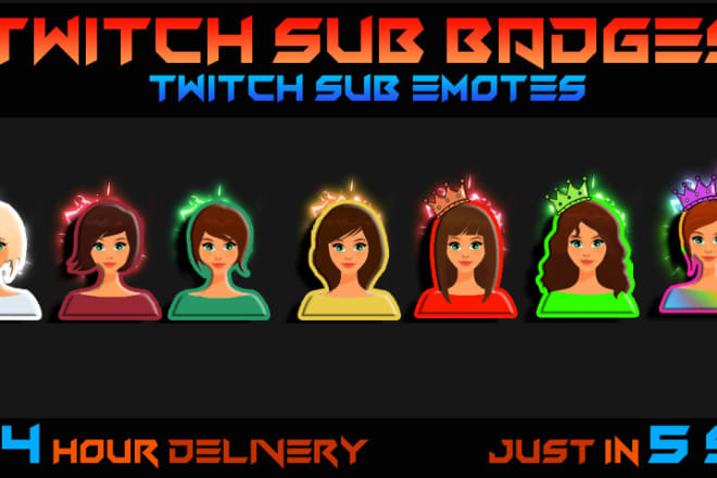 I will design twitch emotes, twitch badges, twitch sub badges