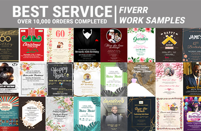 I will design wedding birthday party event invitation