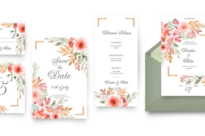 I will design wedding invitations for your wedding