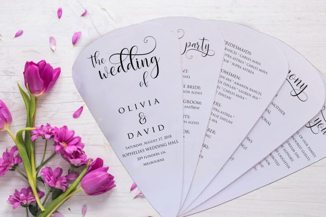 I will design wedding program petal fans