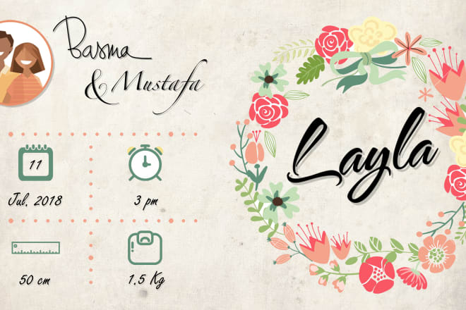 I will design your baby delivery card