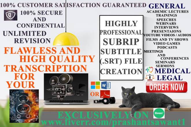 I will do 60 minutes of flawless general, legal, or medical transcription