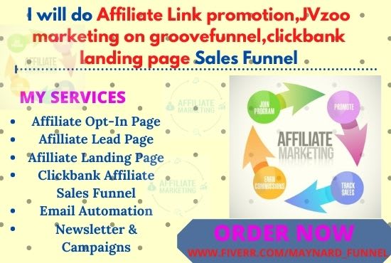 I will do affiliate link promotion, jvzoo, clickbank landing page sales funnel