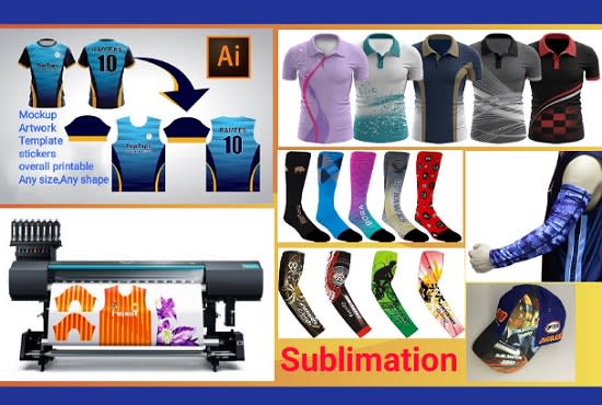I will do all over print sublimation tshirt, hoodie,jersey, jacket,socks,arms,cape,bag
