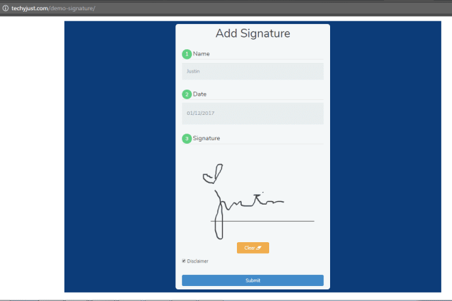 I will do an electronic form with signature pad