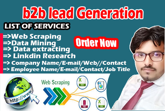 I will do b2b lead generation,web scraping, data mining and data extracting