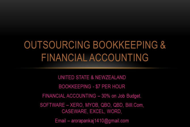 I will do bookkeeping and accounting in account software and excel