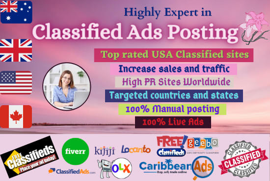 I will do classified ad posting on top USA high PR ad sites manually