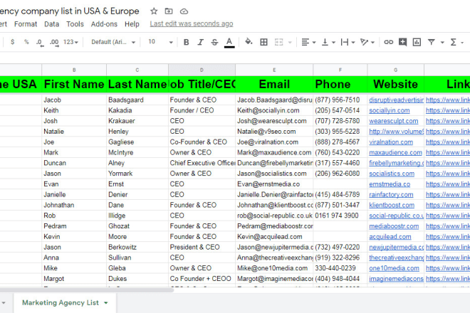 I will do company ceo, c level contact list from linkedin