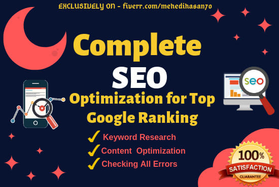 I will do complete SEO for rank your website in google first page
