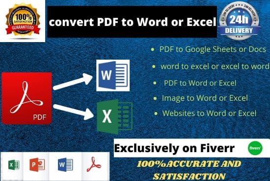 I will do convert PDF to jpg, word or excel in 24 hours