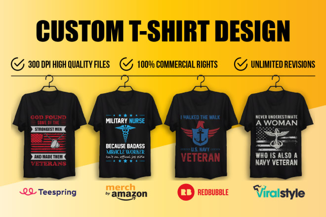 I will do custom t shirt printful design, custom cat, spod, spreadshirt,redbubble