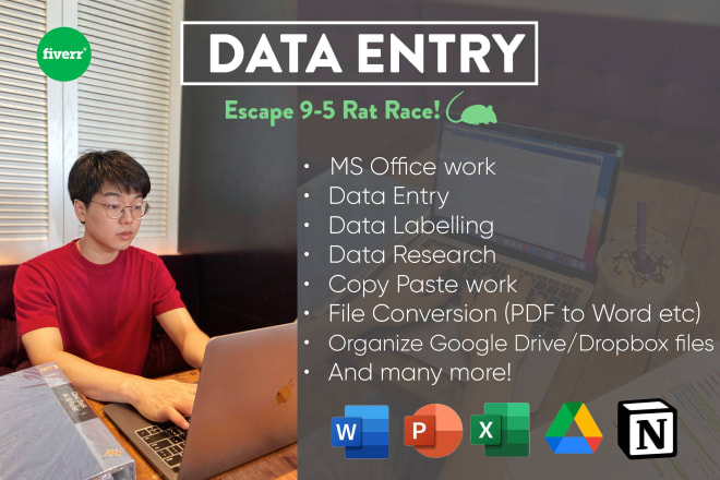 I will do data entry, data typing, copy paste and excel work
