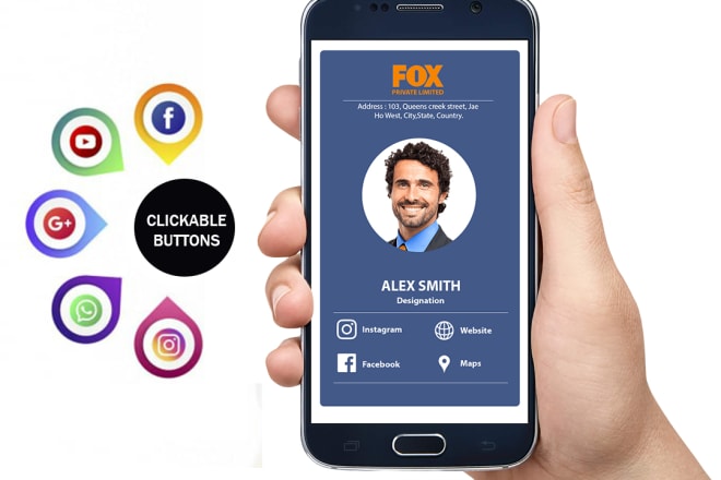 I will do digital clickable business card, vcard, print ready