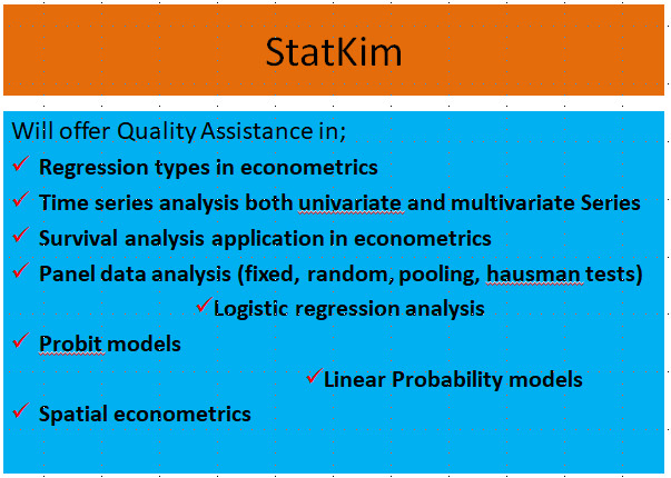 I will do econometrics data analysis in stata, r, eviews