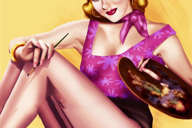 I will do hot pin up girl illustration