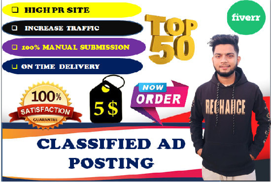 I will do manually post your ads on top classified ad posting sites