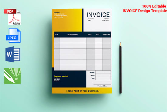 I will do modern invoice, letterhead or envelope in 24hrs