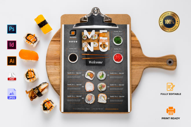 I will do modern restaurant menu or food menu design