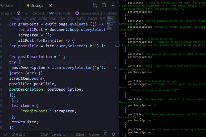 I will do node js script, web automation, web scraping, and code