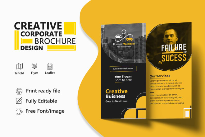 I will do professional corporate flyer leaflet catalog bifold trifold brochure design