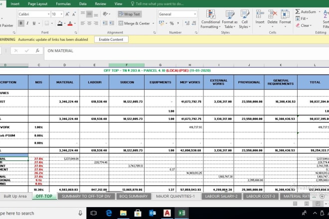 I will do quantity takeoff, material takeoff estimation, boq