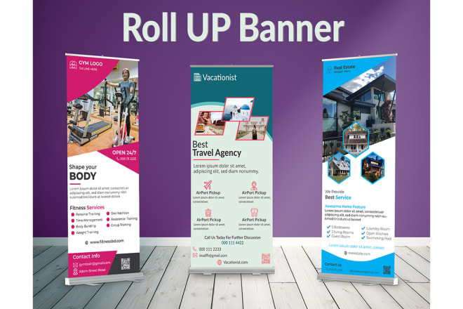 I will do roll up banner and signage design