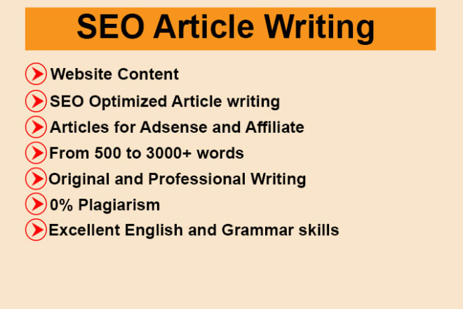 I will do seo article writing and blog writing