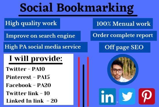I will do social bookmarking on high quality da pa sites