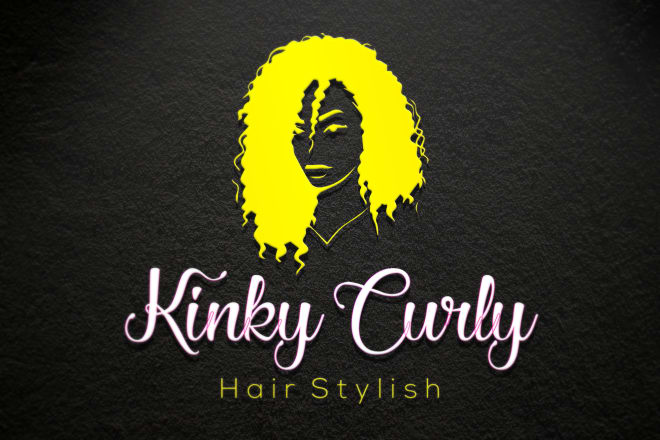 I will do unique curly and afro, beauty hair salon logo