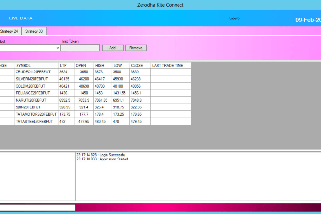 I will do zerodha kite API live feed data and algo order placing in dot net