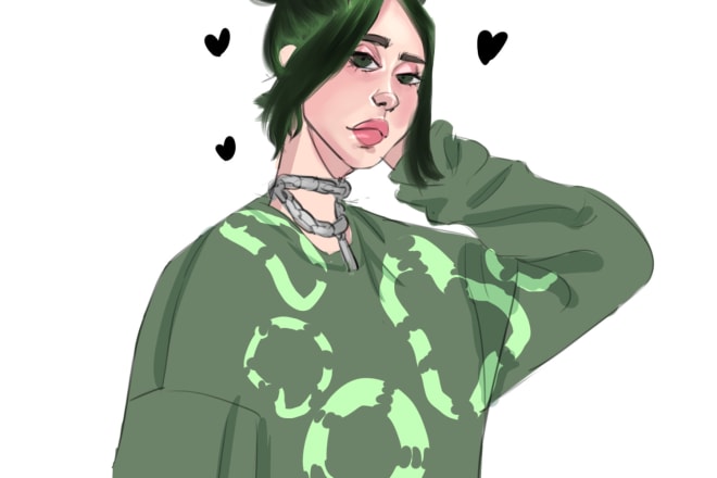 I will draw a cute cartoon portrait of you
