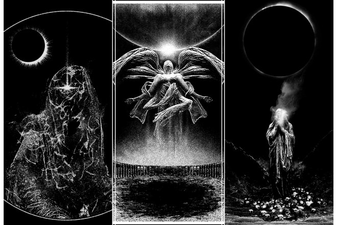 I will draw a dark art, metal art and collage illustration