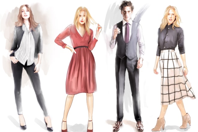 I will draw a fashion illustration or sketch