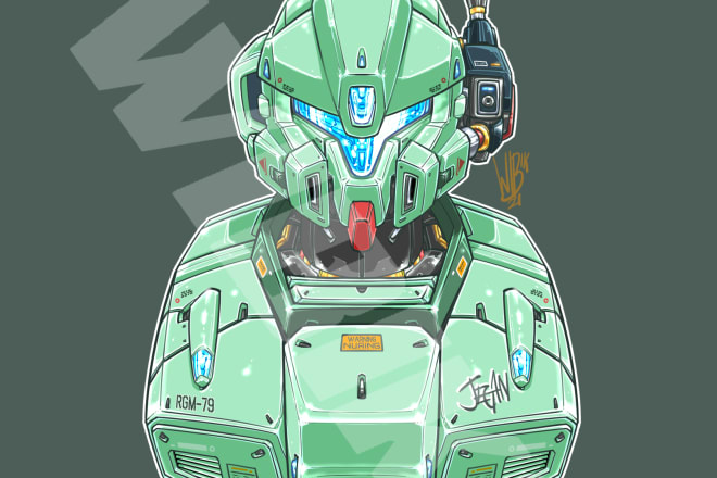 I will draw a unique gundam bust