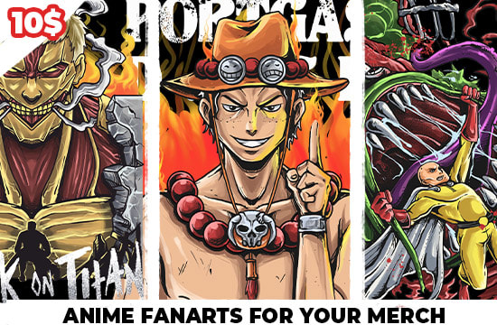 I will draw anime fanart in my style for your merch