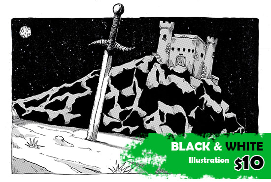 I will draw black and white illustration with cool style