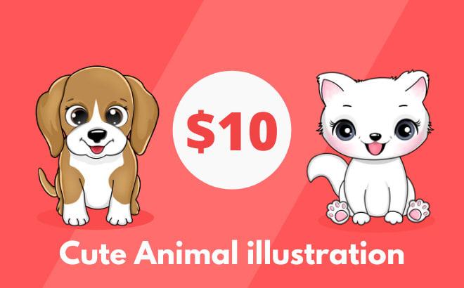 I will draw cute cartoon animal illustration