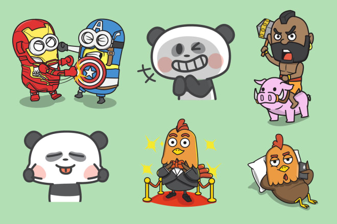 I will draw cute cartoon character, mascot, stickers